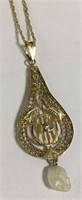 Vintage Diamond & 14k Gold Pendant Necklace