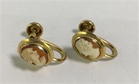 10k Gold And Cameo Earrings