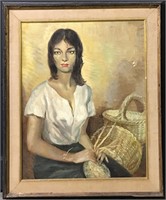 Oil On Canvas Portrait Of Woman