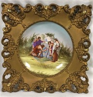 Victoria Austria Porcelain Plate In Gilt Frame