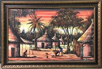 Artist Signed Oil On Canvas Of Tropical Scene