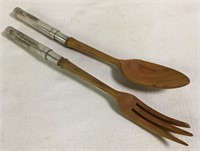 Sterling Silver & Wooden Fork And Spoon