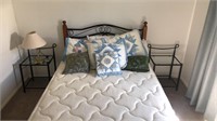 Timber and Iron Double Bed with Mattress inc Linen
