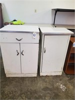 Pair of White metal cabinets w/ formica tops