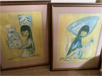 2 Signed DeGrazia Framed Pictures
