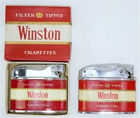 2 Vintage Winston Cigarettes Advertising Lighters
