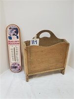 Old magazine rack & repop advertising thermometer