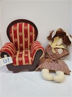 doll stuffed chair and doll