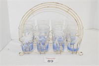 (8) Vintage Glasses & Holder