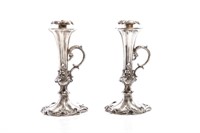 PAIR OF ENGLISH SILVER TAPERED CANDLESTICKS 379g