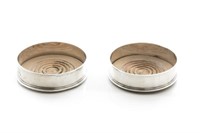 PAIR OF ENGLISH SILVER WINE COASTERS