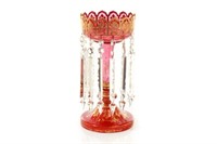 OVERSIZED BOHEMIAN CRANBERRY GLASS LUSTRE