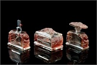 THREE CZECH ART DECO GLASS DRESSER SET