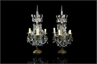 PAIR OF CUT GLASS & BRONZE GIRONDELLES