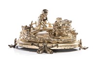 19TH C FIGURAL SILVERPLATED CHINOISERIE INKWELL