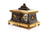 19TH C FRENCH SILVERED & GILT BRONZE TABLE CASKET