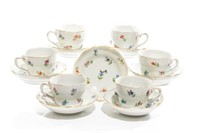 SET OF SIX DRESDEN PORCELAIN CUPS AND SAUCERS