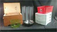 Wooden storage box, utensil tray, three drawer