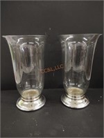 Pair of Lanes End metal based candle holders