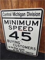 Vtg Central Mi Division speed limit sign 45mph