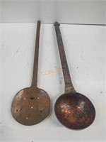 Vintage hammered copper serving utensils