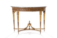 ANTIQUE FRENCH MARBLE TOP CONSOLE TABLE