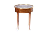 FRENCH BOULETTE GILT BRONZE & MARBLE TOP TABLE