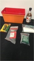 3 storage boxes with camping accessories