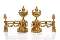 PAIR OF 19TH C FRENCH ORMOLU CHENETS