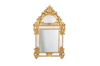 18TH C CARVED GILTWOOD FRAMED MIRROR