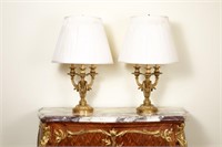 PAIR OF FRENCH GILT BRONZE CANDELABRA  AS LAMPS