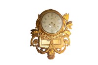 GUSTAVIAN CARVED & GILDED WOOD WALL CLOCK
