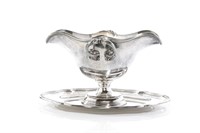 AUSTRIAN SILVER SAUCE BOAT ON STAND, 1,171g