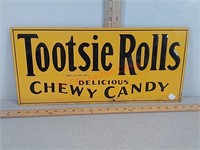 Tootsie roll embossed tin sign, 20" x 9