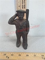 Cast iron soldier coin bank