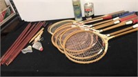 Group of bad Mitton wooden rackets and