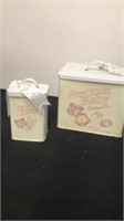2 Metal  baby canisters