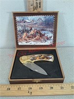 Decorative folding knife in case
