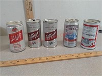 Vintage beer cans, schlitz, budweiser, pepsi
