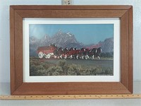 Budweiser clydesdales scenic picture, 23 x 16 3/4