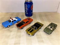 1 police car and 3 cars approx 1:43 scale