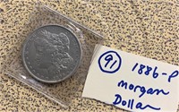1886 P Morgan US silver dollar Philadelphia XF