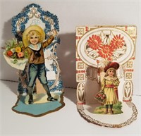 2 Antique fold out Victorian Valentine's cards