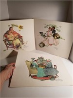 Three vintage Norman Rockwell picture prints