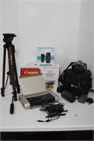 Canon Camera w/ Tamron Lens, Canon Jet Printer & .