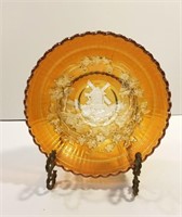 Vintage marigold Carnival Glass windmill Bowl