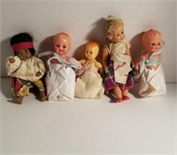 5 vintage toy baby doll movable eyes arms legs