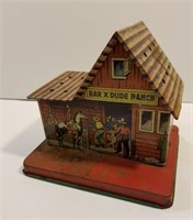 Vintage toy tin cowboy Western Ranch House
