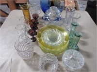 Collection of vintage coloured and clear glass