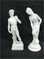 2 - 9.75" Tall Carved Alabaster Statues